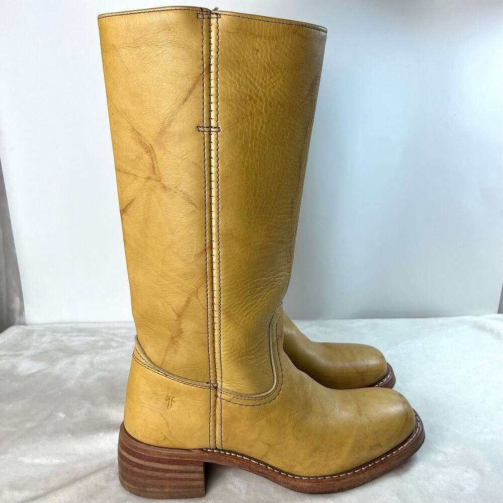 FRYE Campus Boots 14L Banana Tall Leather Pull On Womens Size 8 M - Picture 3 of 17
